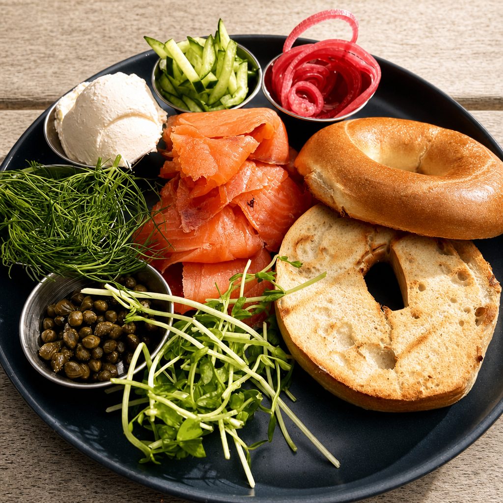 Smoked Salmon Bagel.